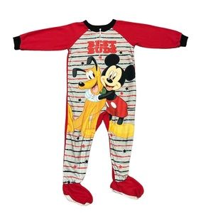 Red and gray Disney Footy pajamas. Best buds Goofy and Mickey